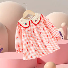 Waterproof Corduroy Kids Bib Strawberry Design
