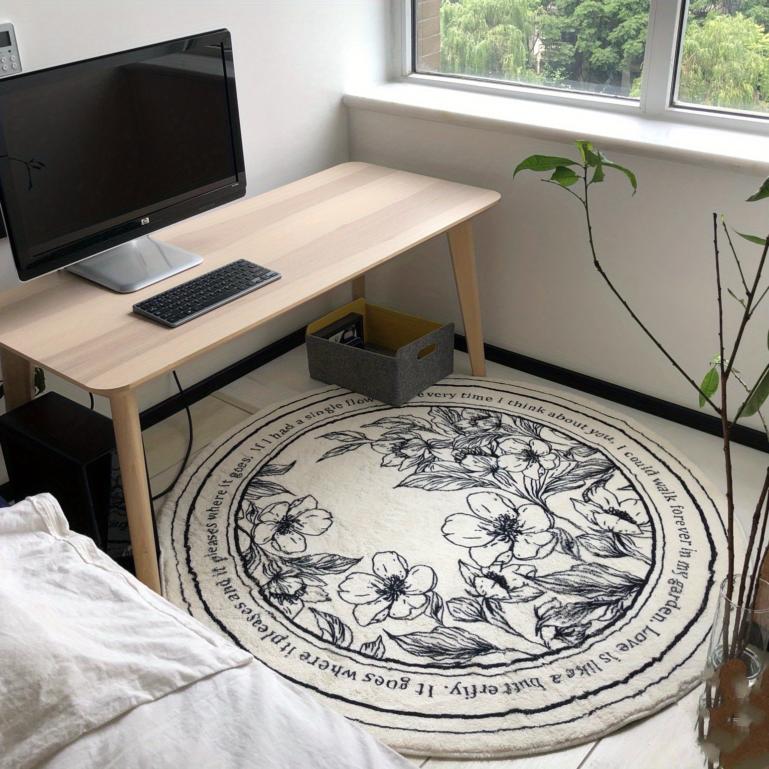 Nordic Round Cashmere Rug Plush Floor Rug 59.94 x 59.94