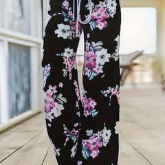 Women's Plus Floral Print Wide Leg Trousers