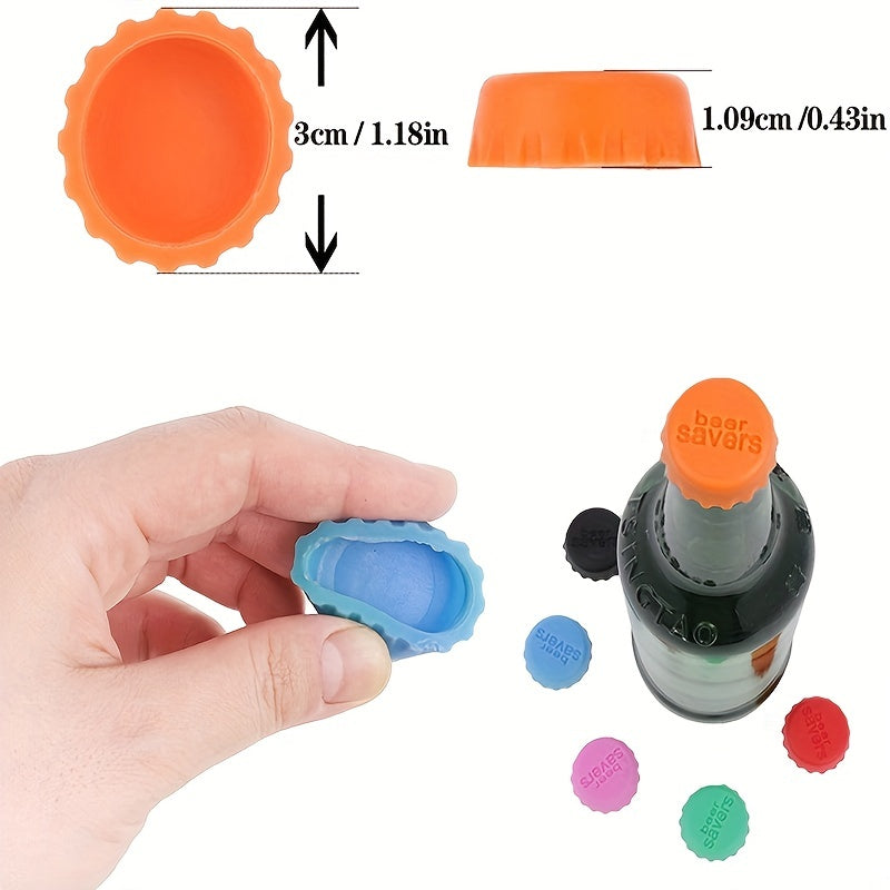 6pcs Silicone Bottle Cap Sealed Beer Lid Kitchen Vinegar Soy Sauce Bottle Soda C