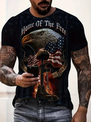 Men's American Flag Eagle Lion 3D Print Tee Top
