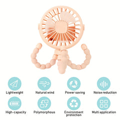 USB Charging Portable Fan Eight claw Fish Mini Luminous Fan