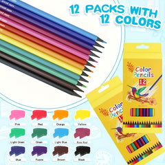 12 Pencil Set with Hexagonal Rods - Durable and Smooth Coloring Pencils