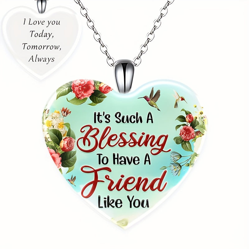 Friendship Love Crystal Pendant Necklace For BFF Bestie Sister
