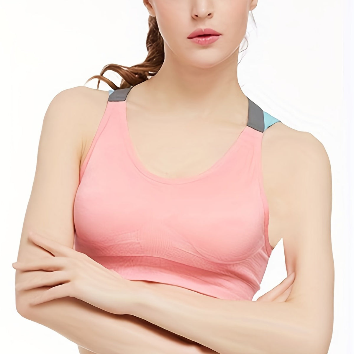 Colorblock Straps Sports Bra High Impact Yoga Tank Top