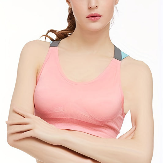 Colorblock Straps Sports Bra High Impact Yoga Tank Top
