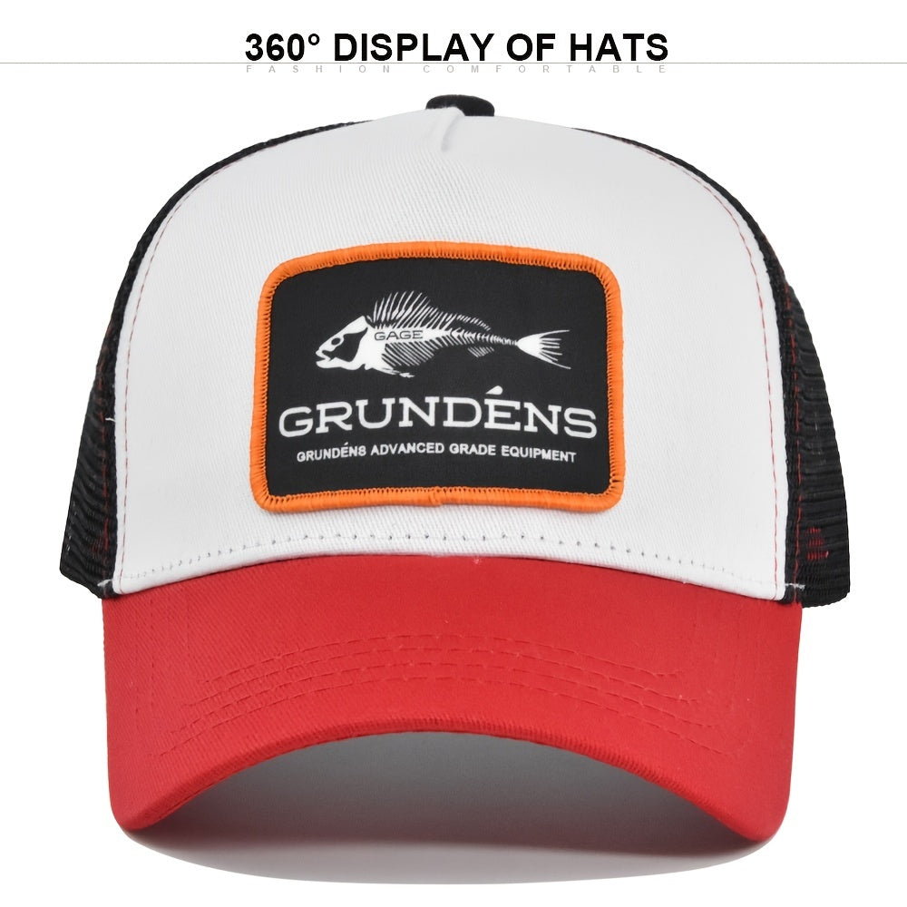 Breathable Fish Bone Embroidered Trucker Cap
