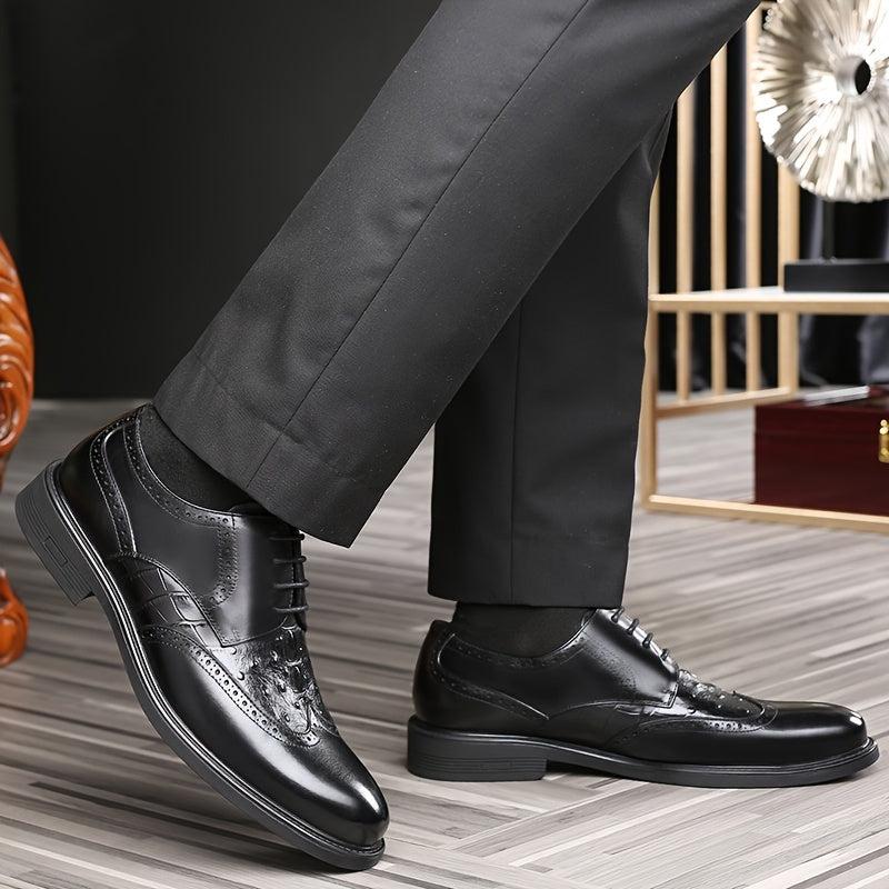 LAORENTOU Men's Leather Wingtip Oxford Derby Shoes