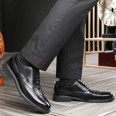 LAORENTOU Men's Leather Wingtip Oxford Derby Shoes