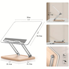 Adjustable Acrylic Bookshelf with Pen Slot - Foldable Stand