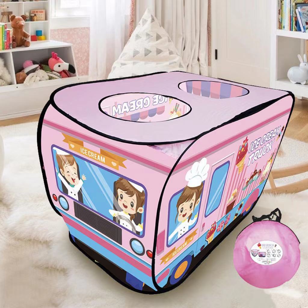 Interactive Cartoon Bus Game House Pops Open for Outdoor Fun
