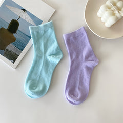 5 Pairs Solid Socks Women's Comfy & Breathable Mid Tube Stockings