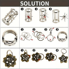 Metal Puzzle Set Brain Teaser IQ Challenge Game Gift