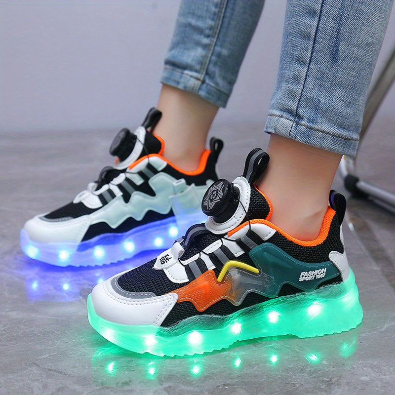 Boys Rechargeable LED Dad Shoes for Night Outdoor Fun