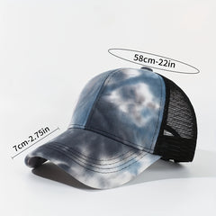 Tie Dye Print Trucker Hat Gradient Baseball Cap Mesh Sun Shade Dad Hats