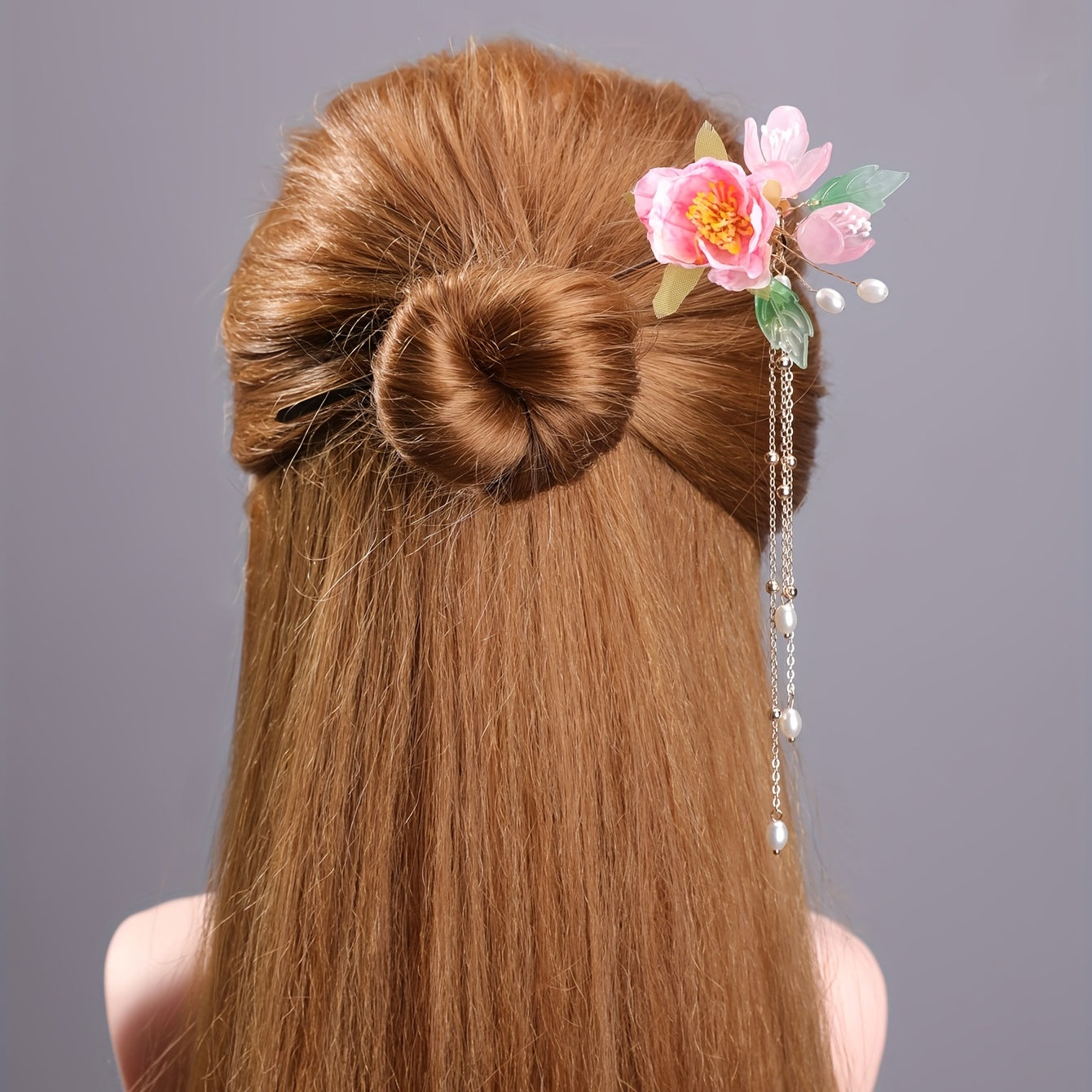 Chinese Style Hair Pin Flower Hair Stick With Pendant
