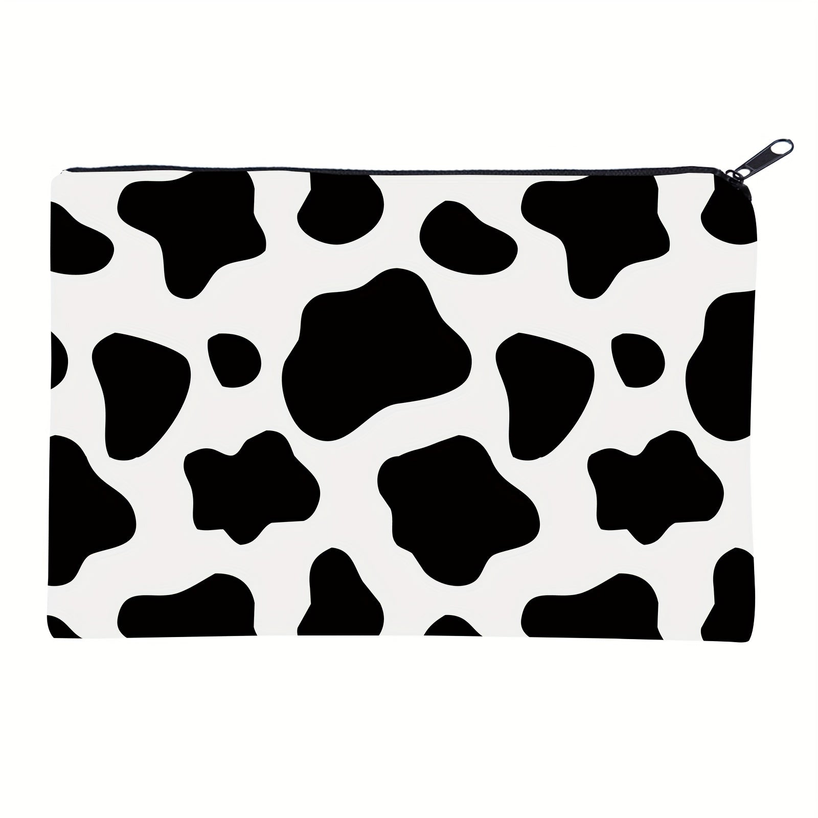 Cow Print Travel Makeup Bag for Women with Zipper