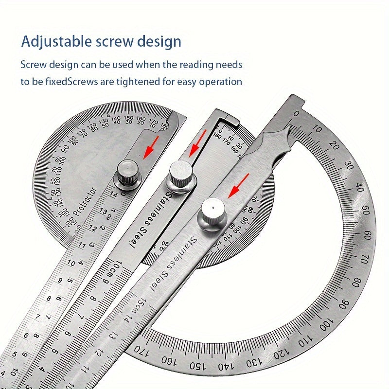 Stainless Steel Angle Ruler 0-180 Degrees Measure Tool