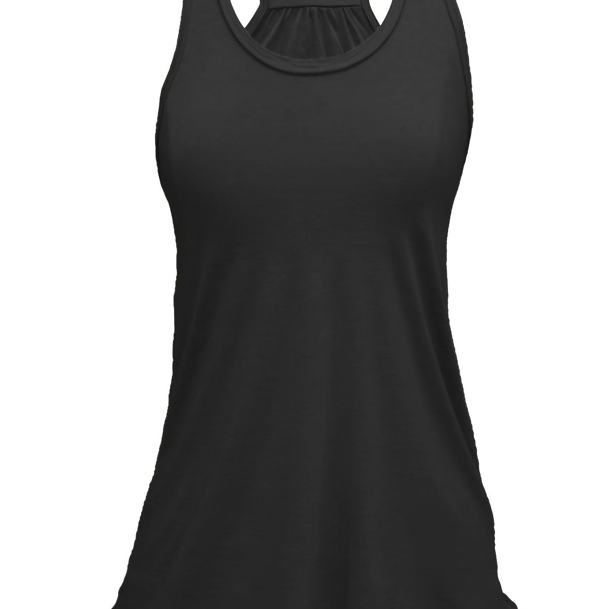 Sporty Tank Top Women's Plus Round Neck Cut Out Stretch Tank Top