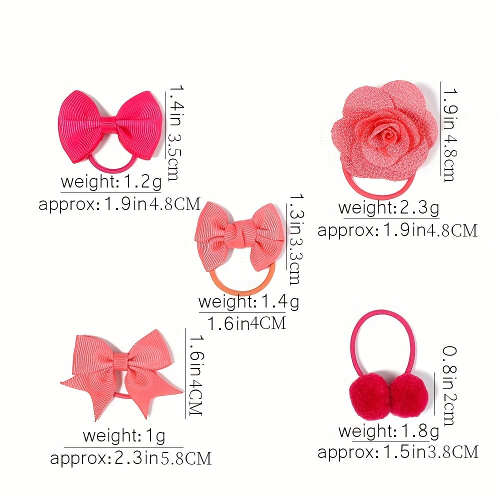 10pcs Bow Flowers Hair Tie Ponytail Holders Hair Accessories Sets for Baby Girls