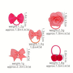 10pcs Bow Flowers Hair Tie Ponytail Holders Hair Accessories Sets for Baby Girls