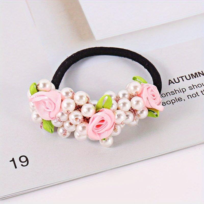 Faux Pearl Flower Hair Tie Ponytail Hair Rope Hair Accessories