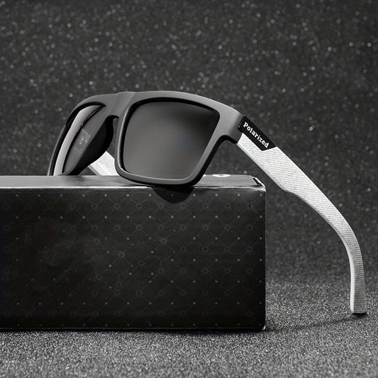 Men's Square Frame Sports Sunglasses UV Protection with Zipper Case
