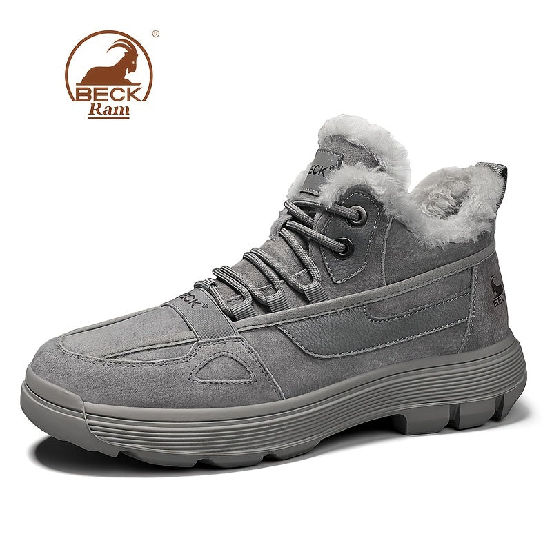 Men's Lace-up Snow Boots Thermal Winter Shoes Windproof Hiking Boots
