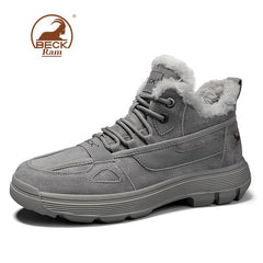 Men's Lace-up Snow Boots Thermal Winter Shoes Windproof Hiking Boots