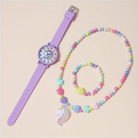 Kids Unicorn Silicone Quartz Watch Set