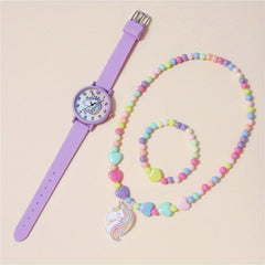 Kids Unicorn Silicone Quartz Watch Set