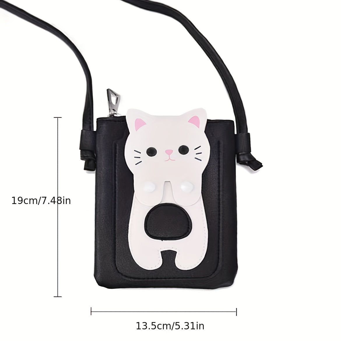 Cartoon Cat PU Leather Crossbody Bag Mini Coin Purse for Girls