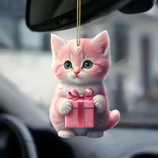 Charming Cat Acrylic Car Hanging Ornament - Christmas & Home Decor