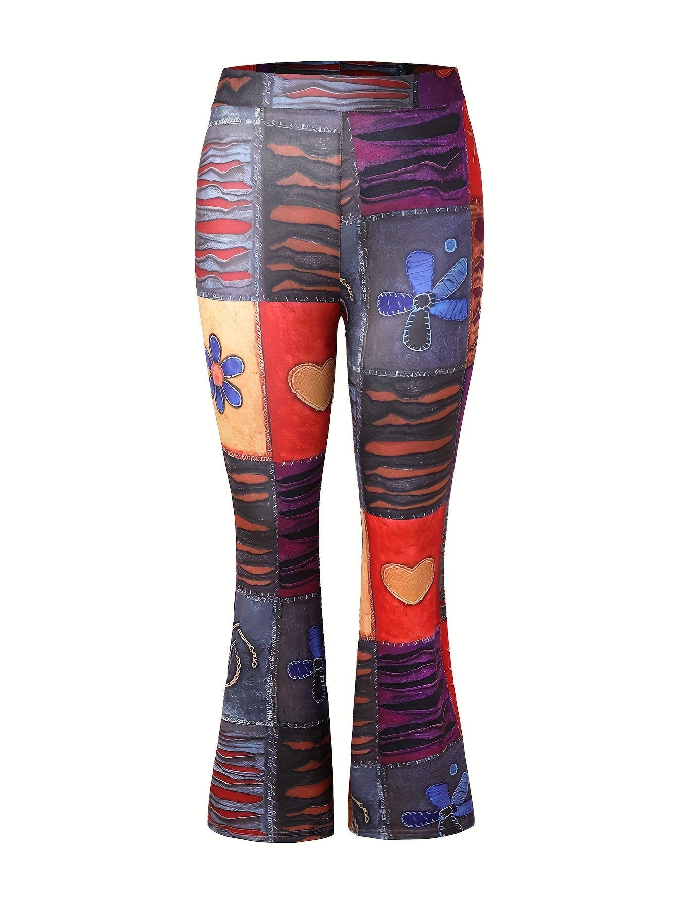  Boho Colorblock Flare Leg Pants