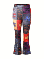  Boho Colorblock Flare Leg Pants