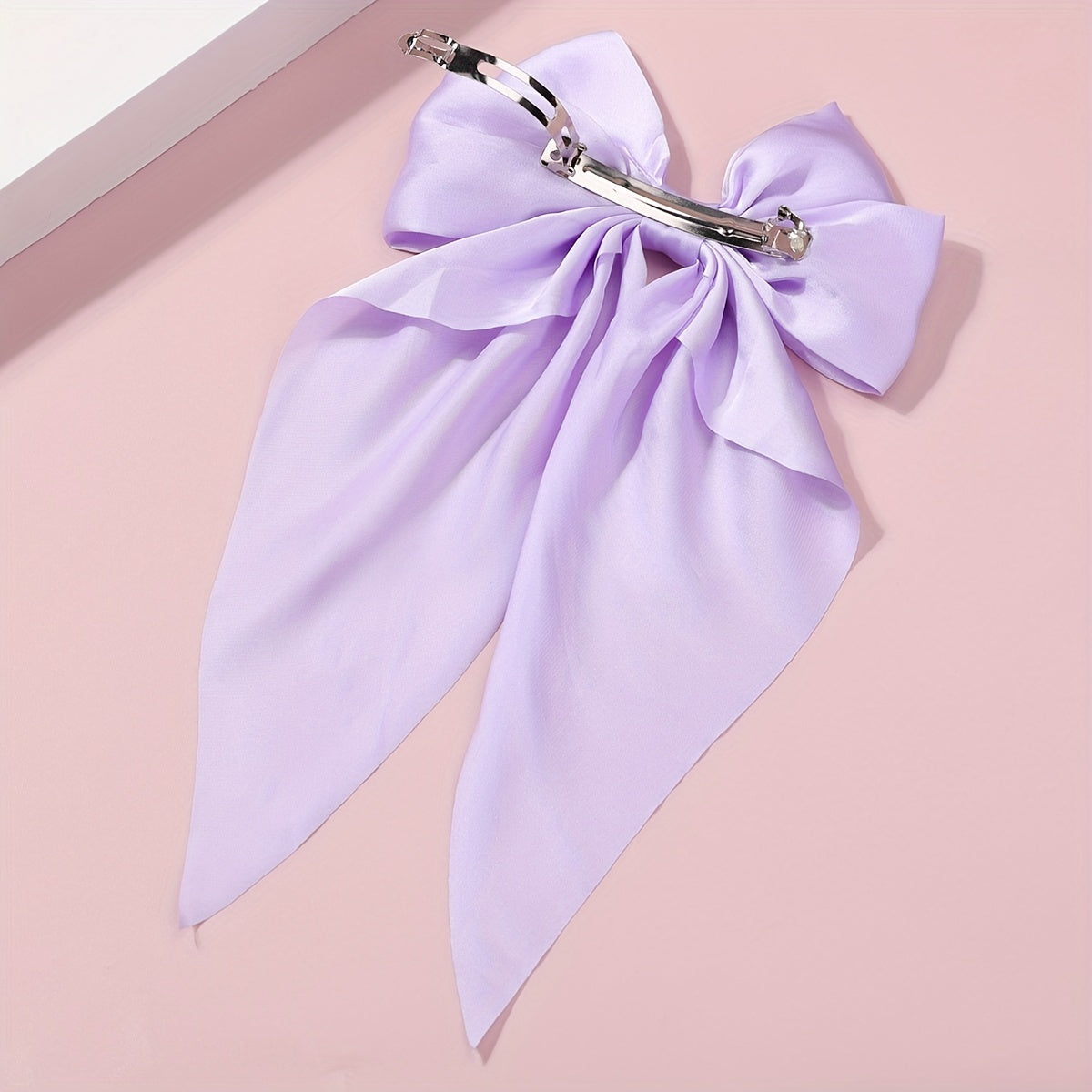 Purple Bow Hair Clip Barrette Ponytail Women