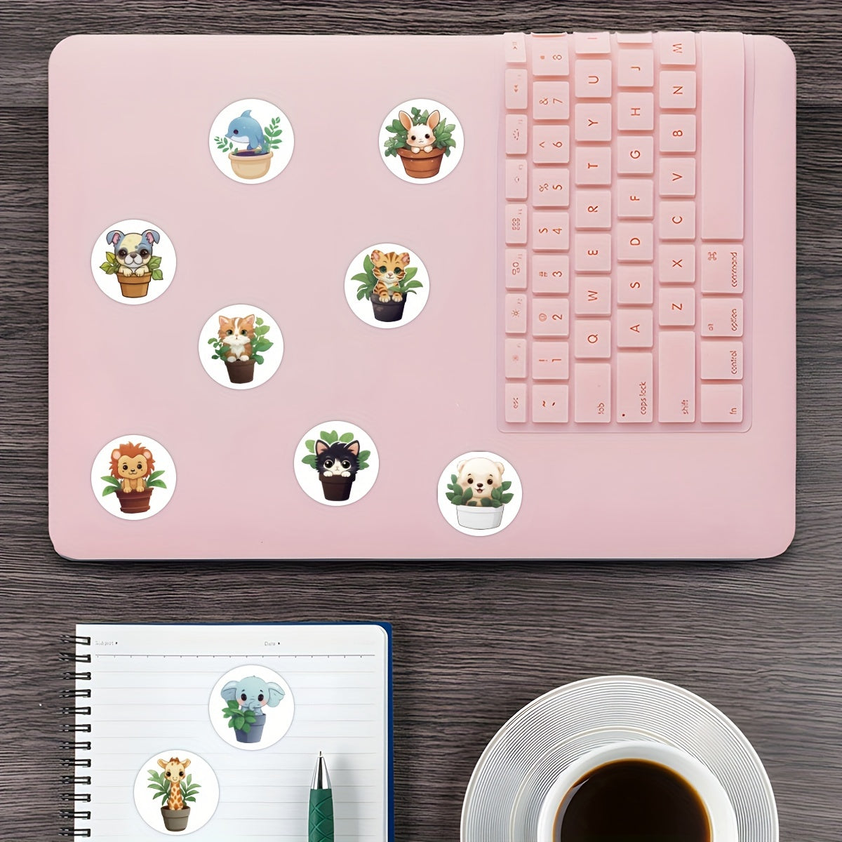 500pcs Potted Animals Stickers Roll Vinyl Scrapbook Journal Laptop