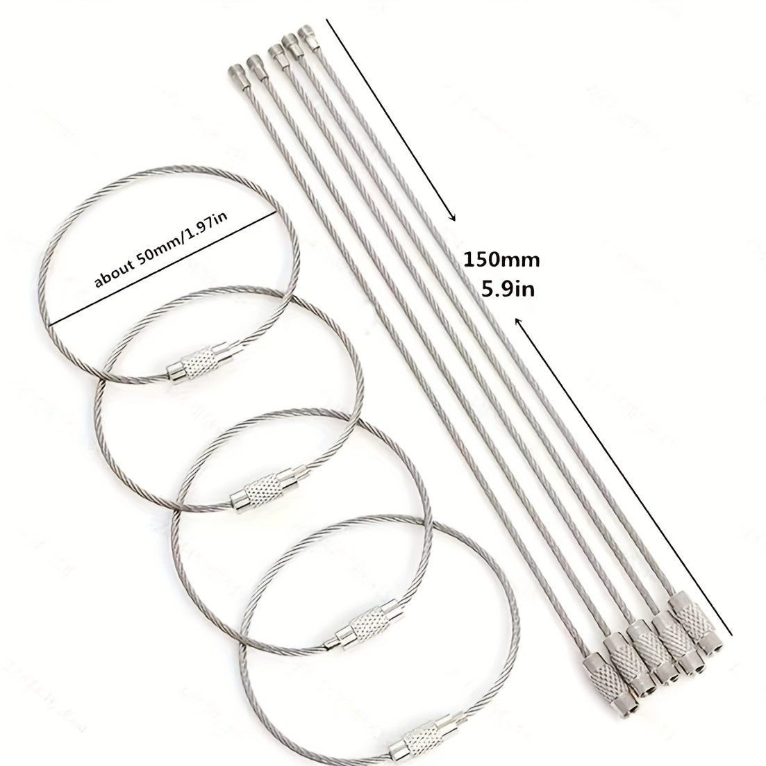 Stainless Steel Wire Keychain Cable Loop for Hiking