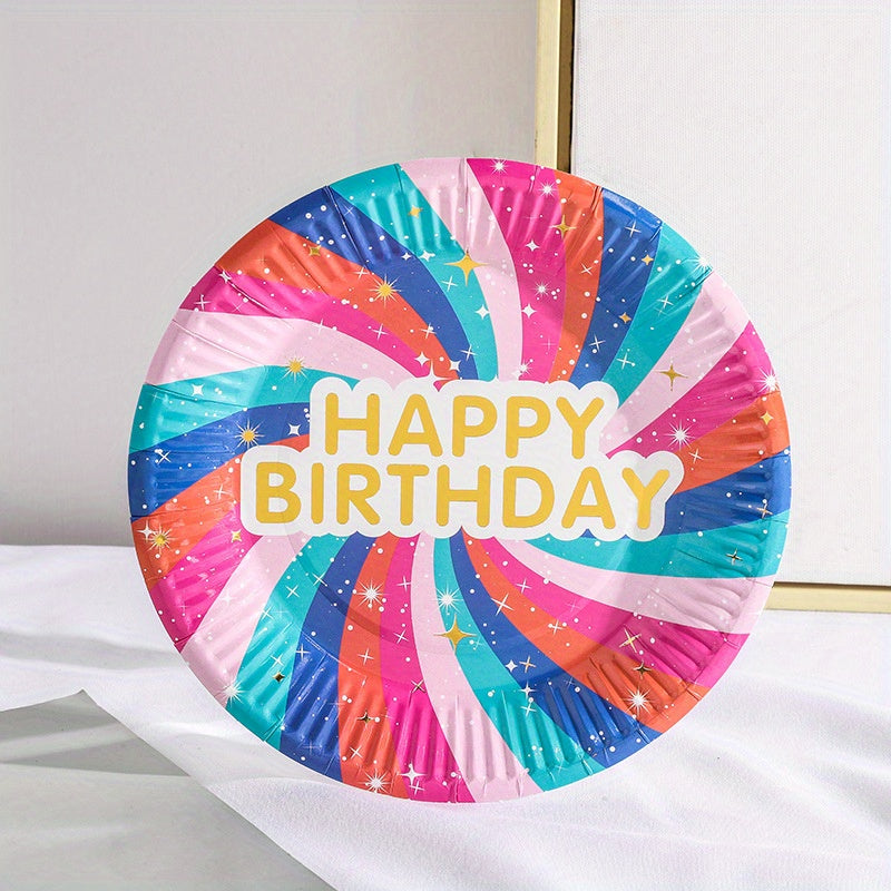 20Pcs 17 78 Cm Colour Printed Foil Stamped Disposable Paper Plates
