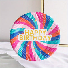 20Pcs 17 78 Cm Colour Printed Foil Stamped Disposable Paper Plates