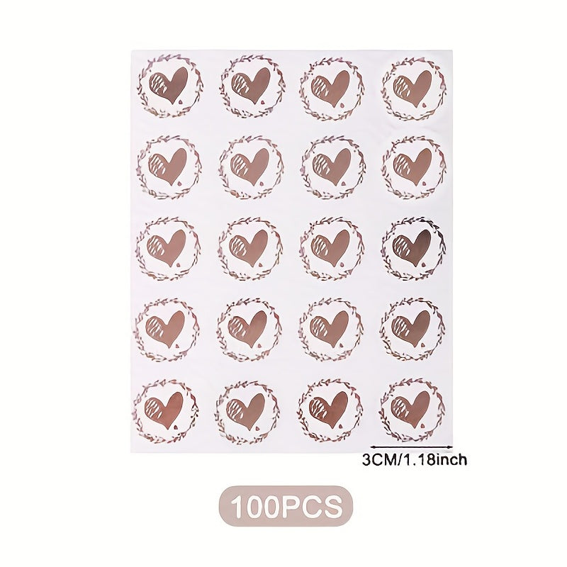 100pcs Thank You Love Stickers 1.18in Self Adhesive Labels