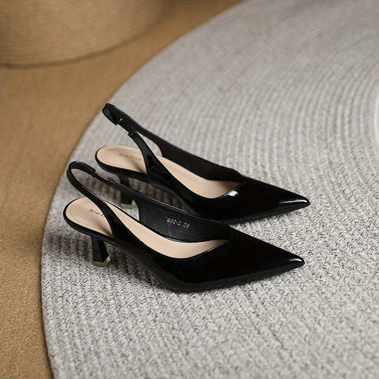Women's Comfortable Solid Heels Slip On Shoes