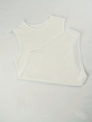 Ribbed Sports Bodysuit Short Sleeve Round Neck Jumpsuit