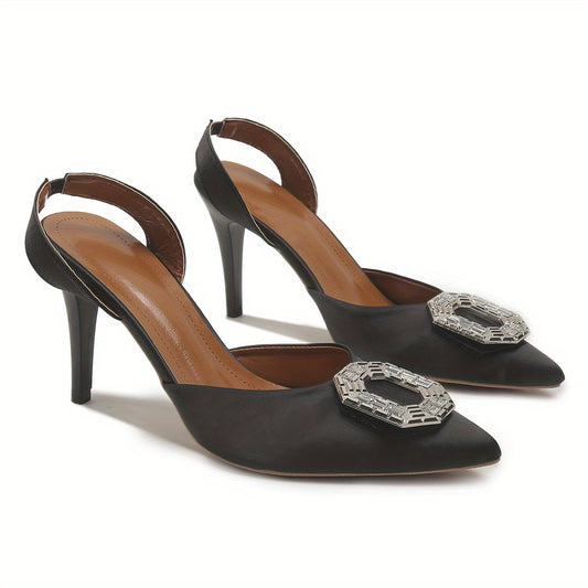 Women's Rhinestone Satin Sandals High Heels