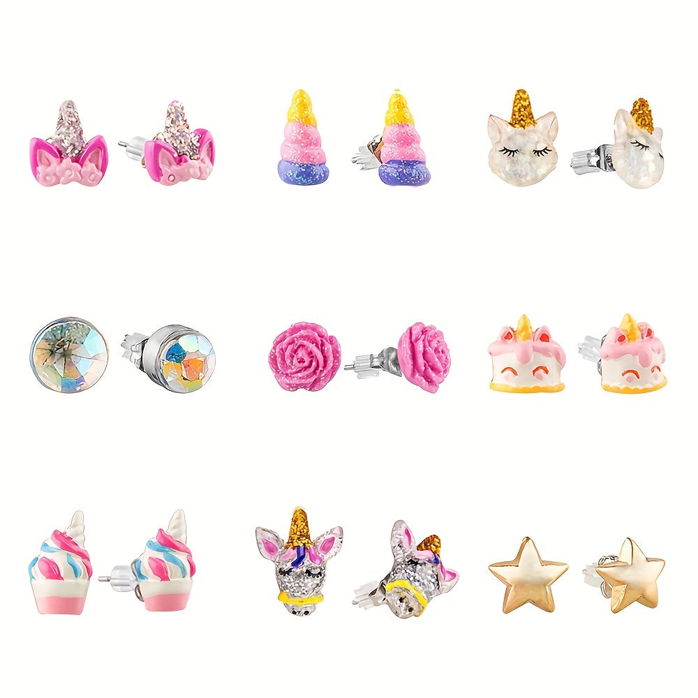 Hypoallergenic Colorful Earrings Set for Girls
