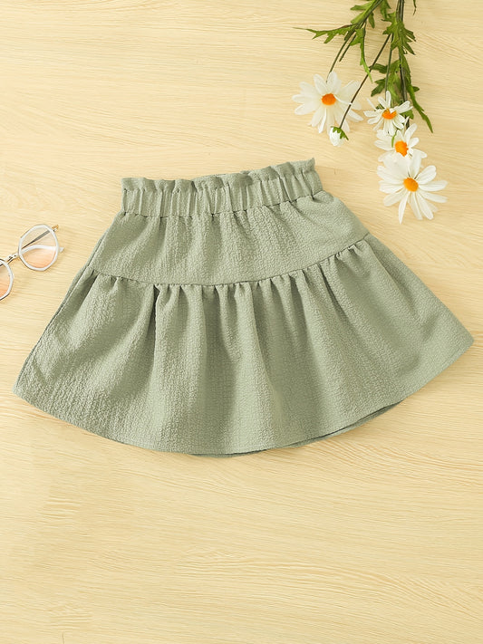 Girls Green Ruffled Elastic Waist Princess Skirt