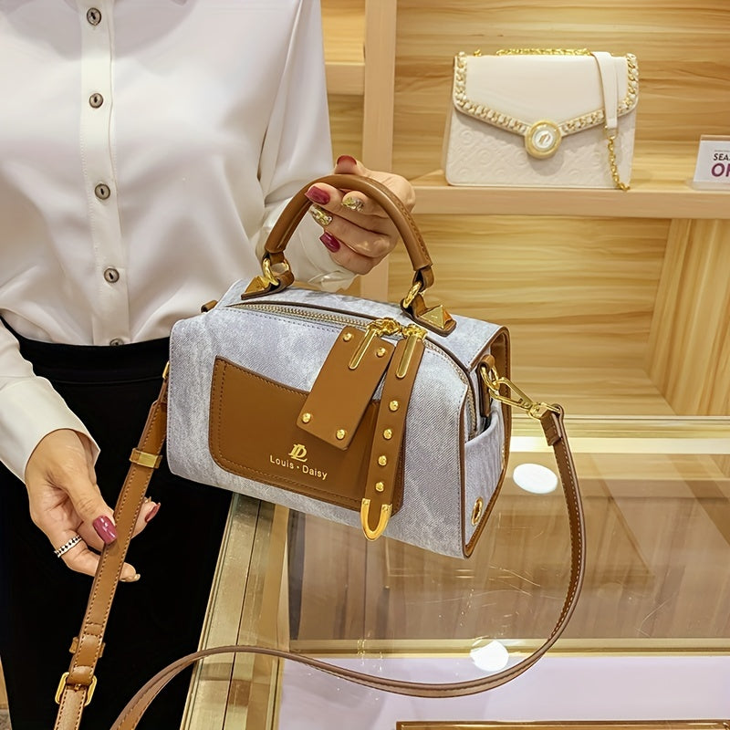 Vintage Leather Handbag Top Handle Crossbody Bag