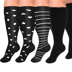 4 Pairs Plus Size Knee High Copper Compression Socks for Women & Men