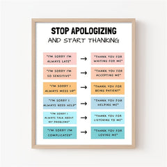 Thank, Don't Apologize: Mental Health Poster for Therapists