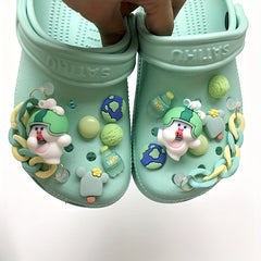 13pcs Green Rabbit Shoes Charms for Clogs Sandals - Boys Girls Accessories